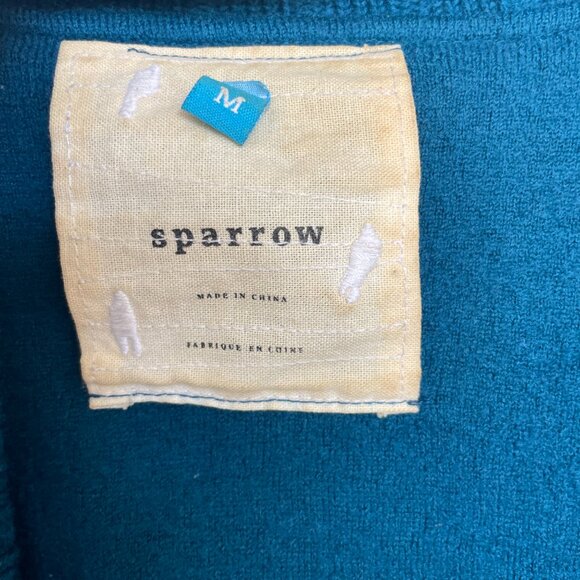 Anthropologie Sparrow Wrap Front Wool Cardigan Tie Belt, in Teal, Size Medium - Picture 3 of 7
